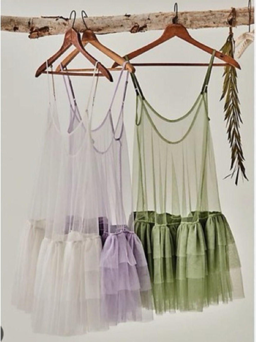Free People Push Send Tutu Tulle
Ruffles Princess Mini Slip in
Green XS